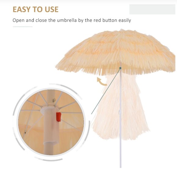 Outsunny | 6FT Beach Umbrella w Tilt | Colour Wheat - Picture 5 of 9